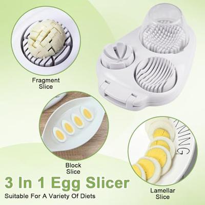 3-in-1 Egg Slicer Stainless Steel & ABS Home Kitchen Tool Modern Minimalist Egg Cutter for Hard Boiled Eggs Decorative Slicing