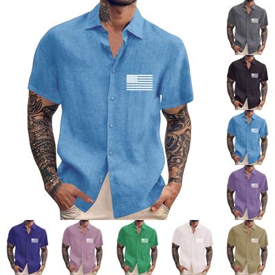 Men's Vintage Button Down Bowling Shirts Short Sleeve Summer Beach Shirt