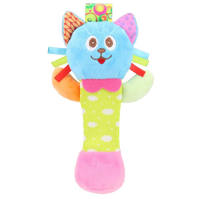 Hand Soft Crank Baby Rattles Cartoon Animal Plush Toys With Bb Call Voice Squeaky Sensory Travel Accessory For Toddlers