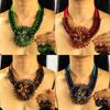 Modern Water Crystal Floral Jewelry Set With Alloy And Embossed Embedding For Spring Wear
