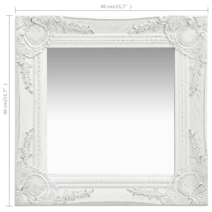 VidaXL Miroir mural style baroque 40x40 cm Blanc 320304