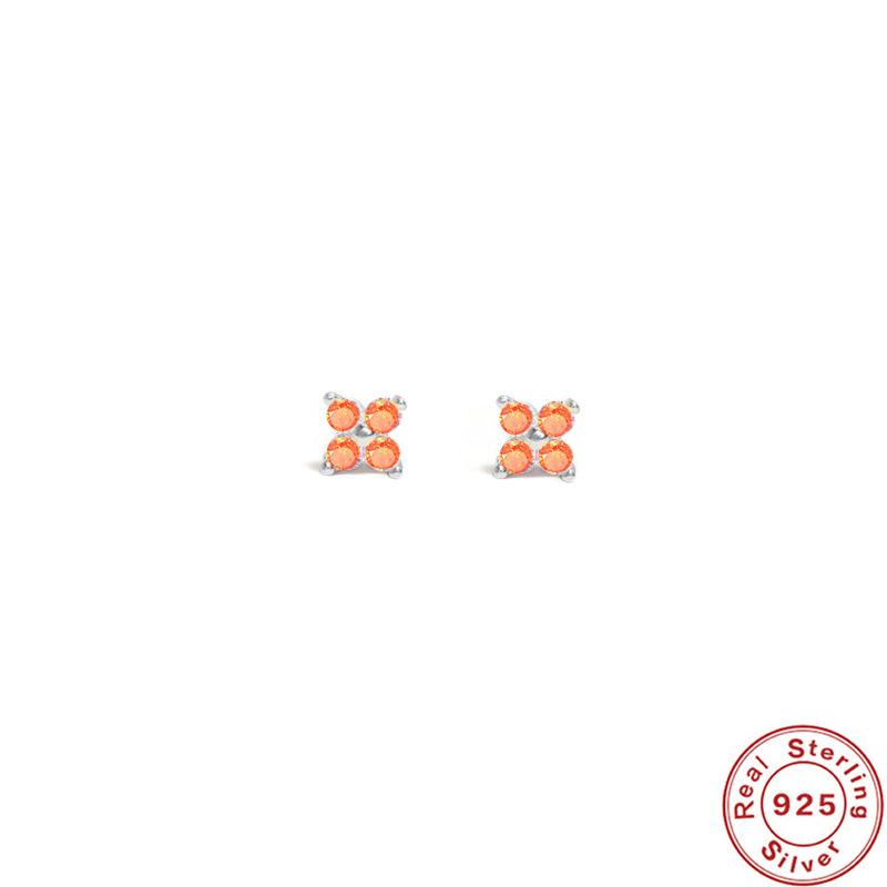 S925 Sterlingsilber Blütenblatt Kristall Blume Ohrstecker Mehrgröße Stilvoll und schlicht Mini Ohrstecker mit Diamanten