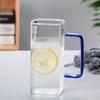 Glass Water Cup Milk Cup Tea Cup Breakfast Beverage Cup High Borosilicate Square Color Handle Glass Water Cup