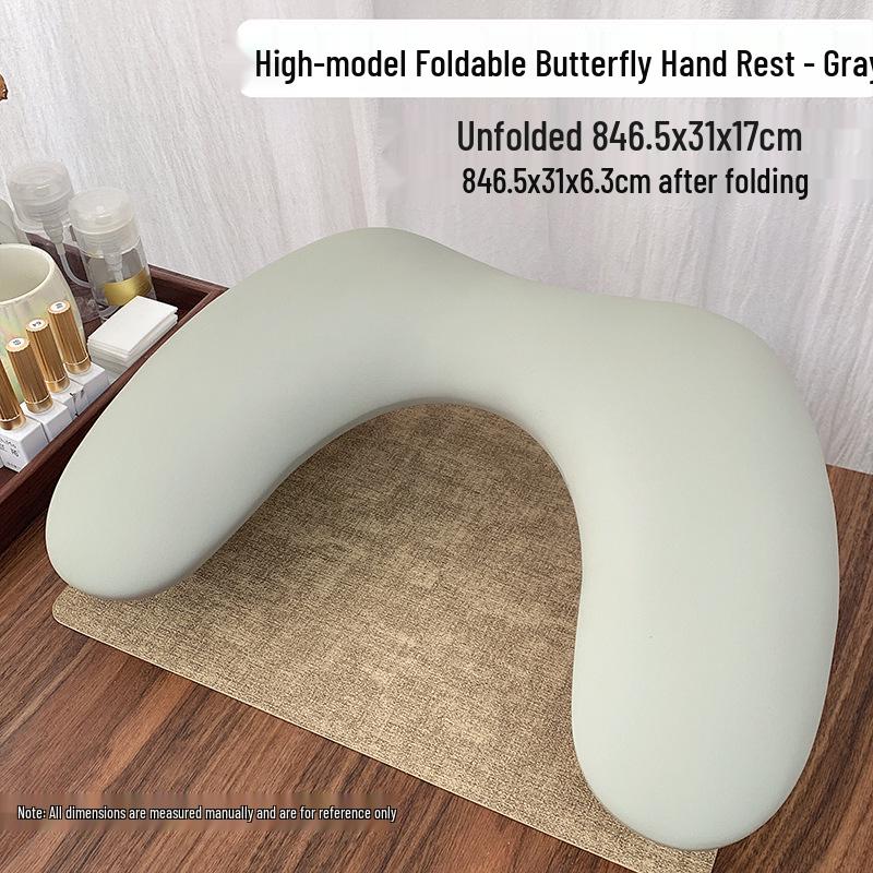 Russian-Style Foldable U-Shaped Leather Manicure Hand Rest with Butterfly Design