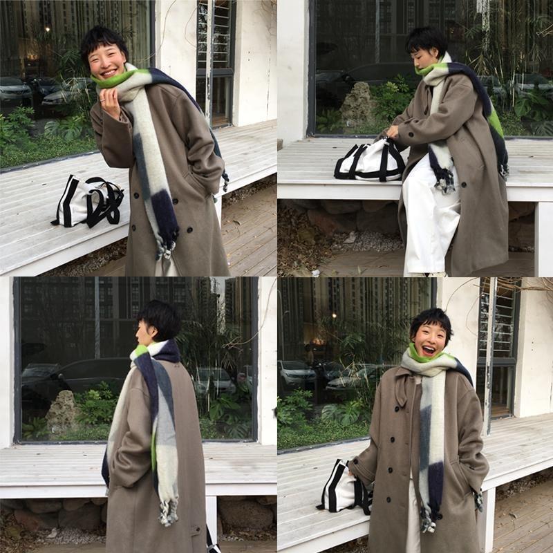 Winter new color matching scarf women's soft waxy shawl thickened warm long fashion versatile scarf