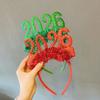 Niedliches 2026 Frohes Neues Jahr Stirnband Pailletten Glitzer Haarreif Weihnachten Kopfschmuck Maskerade Party