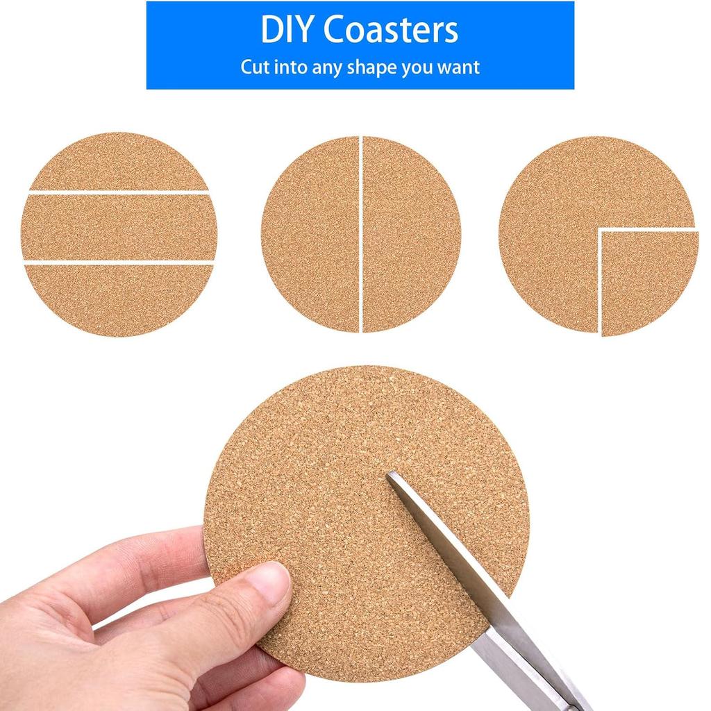 20-120PCS Self-Adhesive Cork for DIY Coasters 374" Round Cork Coasters Cup Cork Mats Heat Insulation Pads Tabletop Decoration