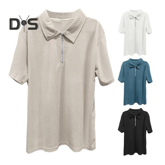 Pánské tričko s krátkým rukávem a zipem, jednobarevné, volné, s krátkým rukávem, pro golf, streetwear, pláž, cestování