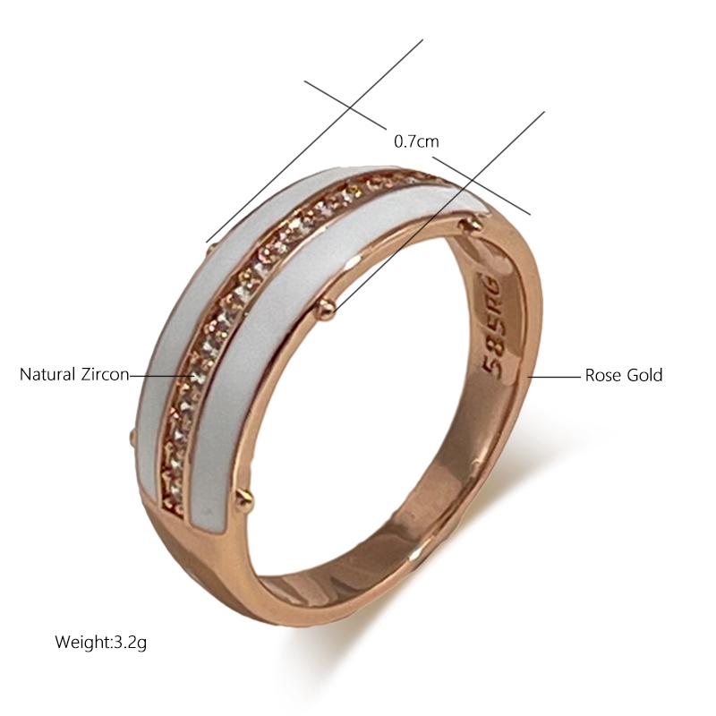 Weiß emaillierte Ringe für Damen Naturzirkon Vollpavé Glänzend Schlicht Stilvoll Alltagsschmuck