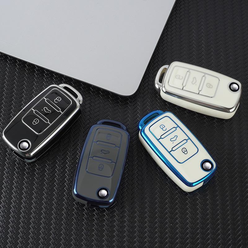 TPU Car Flip Key Cover Case Shell Protector Box Fob For Volkswagen VW Polo Bora Beetle Tiguan Passat B5 B6 B7 Golf EOS Scirocco