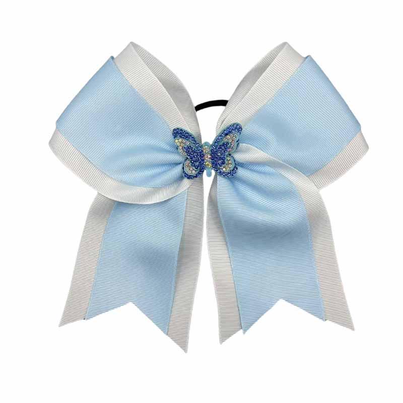 Cross-border Style Swallowtail Bow Hair Tie: Double Layer Butterfly Headwear for Kids светло-синий