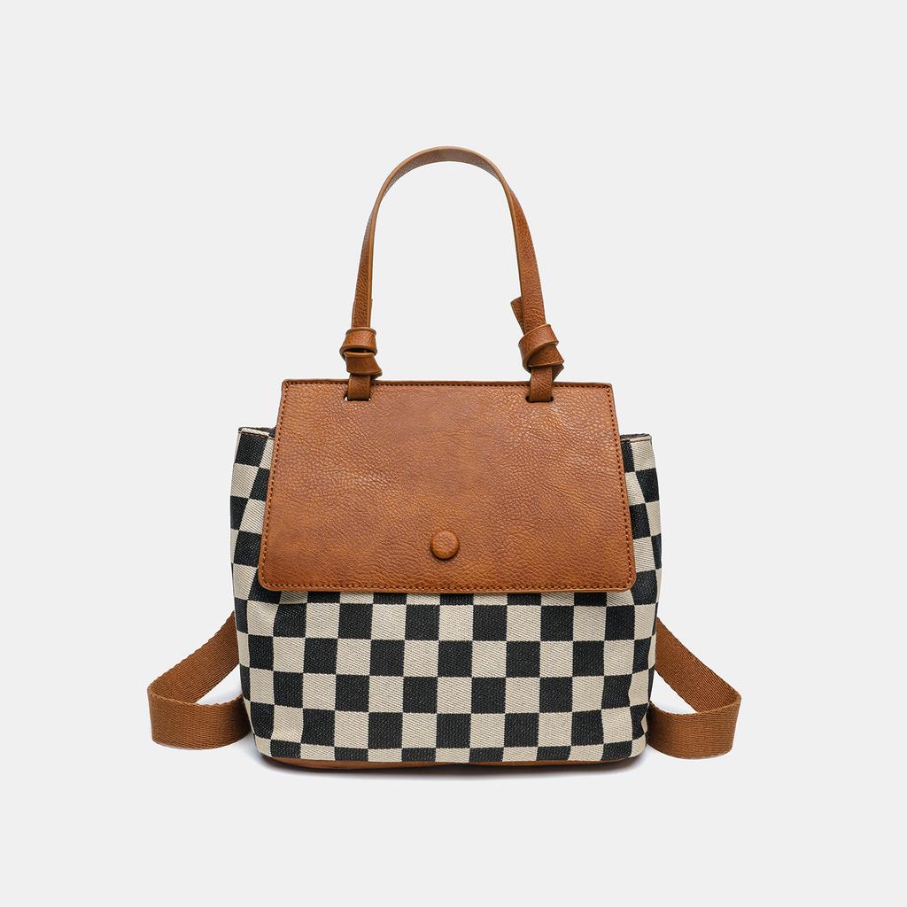 Chessboard Backpack Female Student Large Capacity Leisure Travel Backpack Lightweight Travel Women'S Bag