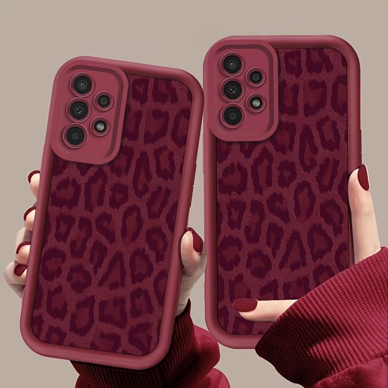 Retro red leopard print phone case suitable for Samsung for galaxy S26 S25 S24 S22 S21 S20 FE Ultra Plus 5G anti drop back cover