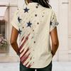 Plus Size Women Collared Short Sleeve Blouse Sparkling Pink Diamond Heart Print Button Front Casual Summer Top