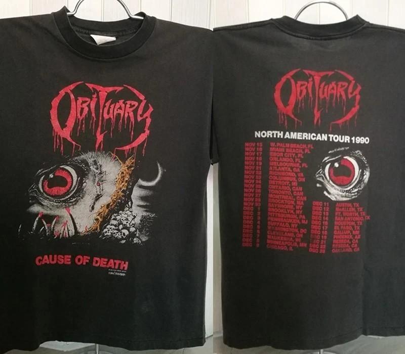 Remake Obituary Cause Of Death 90s Basic Black 2 Sided Tour 1990 T shirt M