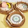 Natural Materials Handwoven Tray User Friendly Retro Design for Kitchens Storage Snacks Basket and Home Decors Durable
