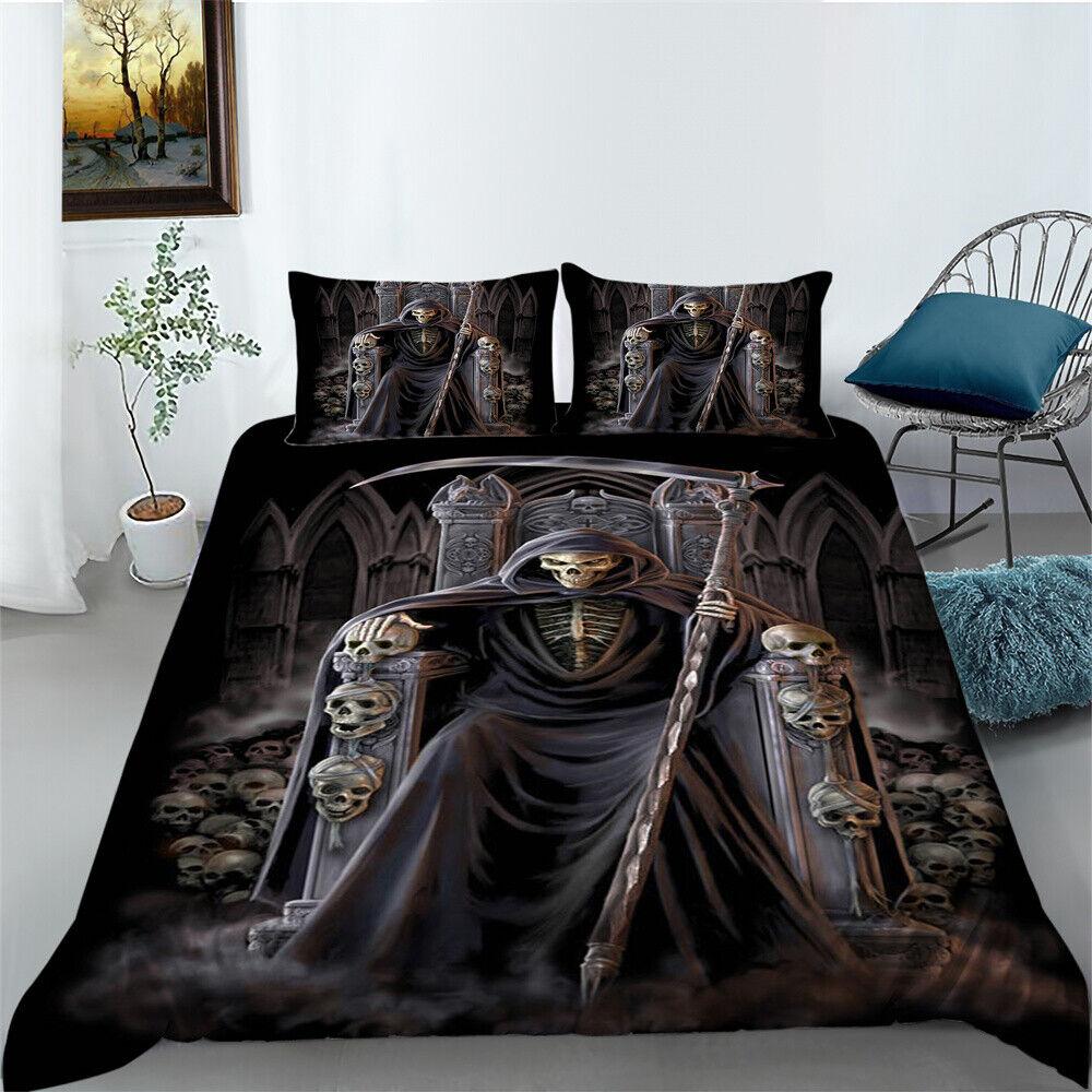 3D Skull Duvet Cover Bedroom Decor Youth Bedclothes Fashion Bedding Cover Suit