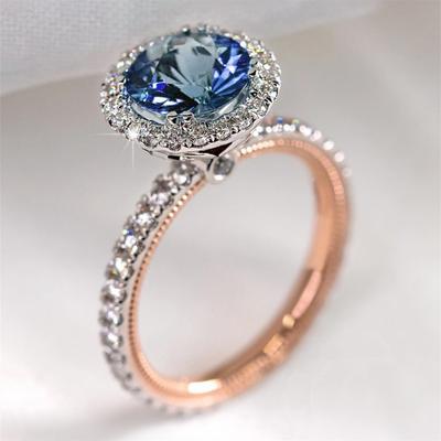 Fashion Versatile Zircon Ladies Ring, Copper Silver Plated Micro Emerald Ring