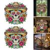 Dia De Los Muertos Window Clings Flower Skull Wall Sticker, Day of The Dead Decorative Mexican Style Festival Ornaments Decals, Waterproof PVC