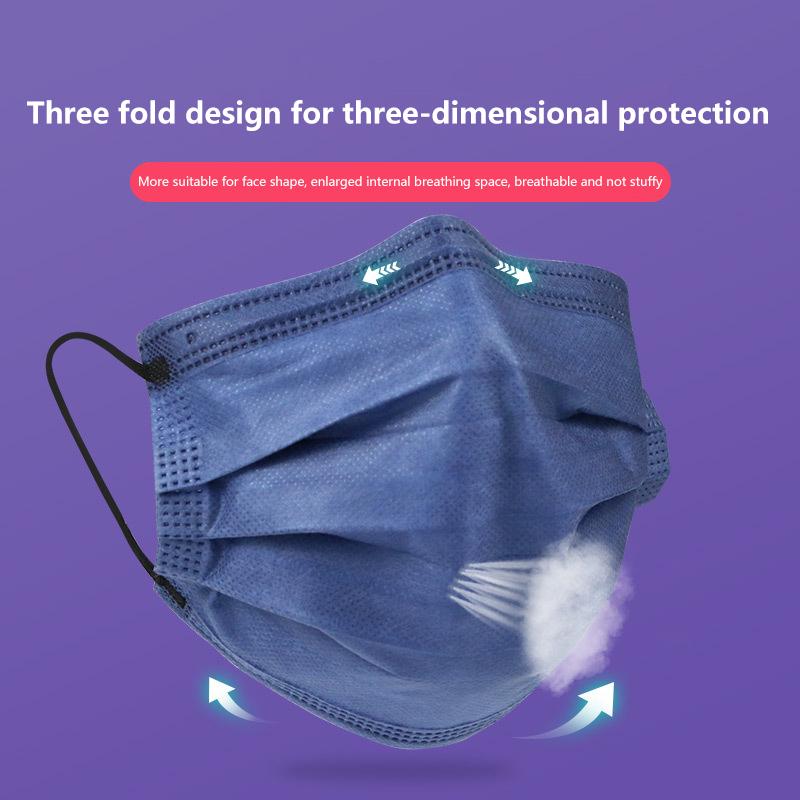 50 stk 3/4 lags maske ansiktsmasker smelteblåst stoff engangs sikkerhet støvbeskyttende masker voksne ikke-vevd øreløkke masque