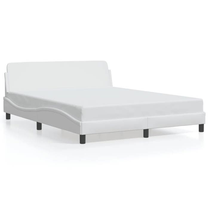 VidaXL Cadre de Lit avec Tête de Lit, Lit Rembourré avec Sommier à Lattes, Lit Double avec Pied Chambre à Coucher, Blanc 373219