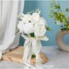 Elegant Flower Bouquet Faux Silky Flowers Stylish White Realistic Rose and Calla Flower Bouquet Set for Event