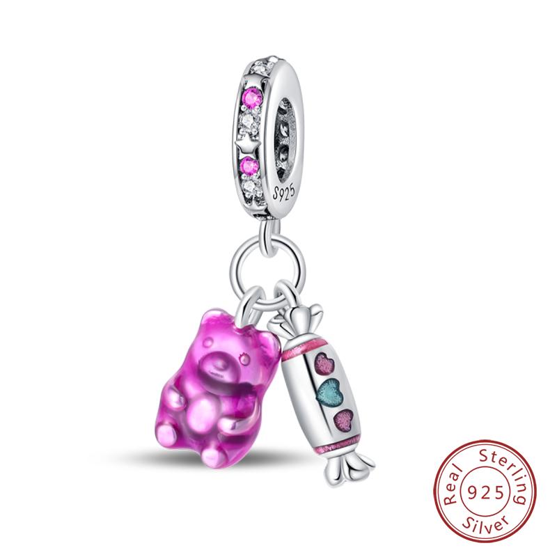 Copper Little Bear Soft Candy Coffee Strawberry Cake Afternoon Tea Charms Beads Fit Qikaola Bracelets Diy Jewelry