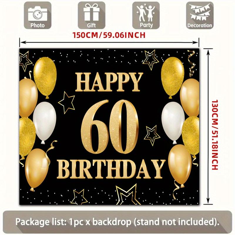 Two-dimensional Flat Banner 1 Piece - 60th Birthday Golden Black Theme Party Banner. Suitable for Party Decoration.