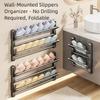 Wall Mounted Folding Slippers Rack Double Layer Bathroom Shoe Rack  Bathroom