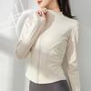Women Long Sleeve Workout Tops Quick Dry Full Zip Crop Yoga Athletic Slim Fit Shirts Yoga Sportwear with Thumb Holes for Running Gym Aerobics Yoga