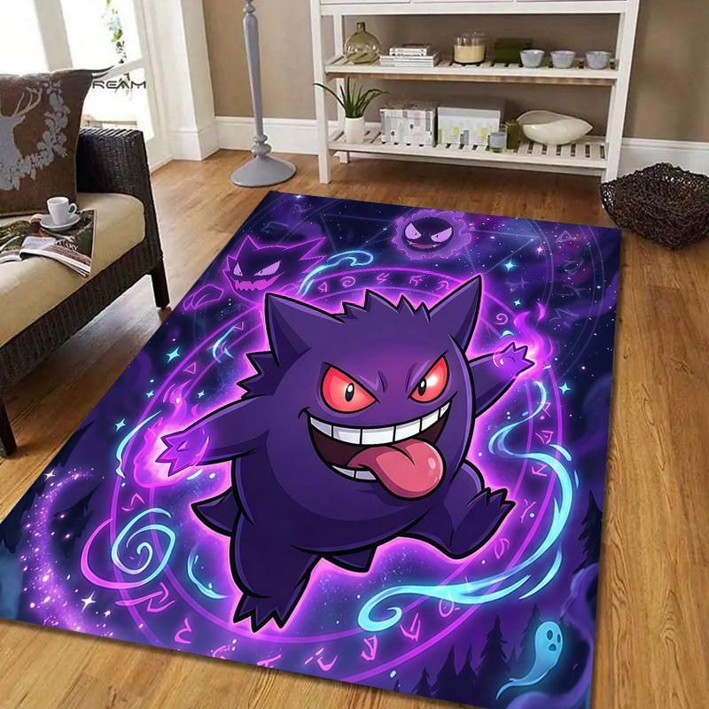 Gengar Flannel Pattern Square Carpet,Area Rug,Carpet Rug for Living Room Bedroom Sofa Playroom Decor,Non-slip Floor Mat