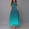 Ladies Oversized Sleeveless Round Neck Dress Vivid Cluster Floral Printed Loose Midi Dress