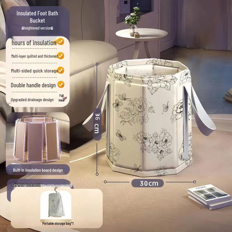 

Складное утолщенное ведро для замачивания ног до колена - Портативное и с изоляцией