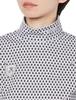 Long Sleeve Mock Neck Shirt Diamond Mesh JQ Argyle Geometric Pattern X Dark Navy 0 [PEARLY GATES] Women's / 055-3266904 031_White [S]