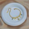 [Titanium Steel Colorfast Geometric Turquoise Oval Sun Star Pendant Charm Bracelet]