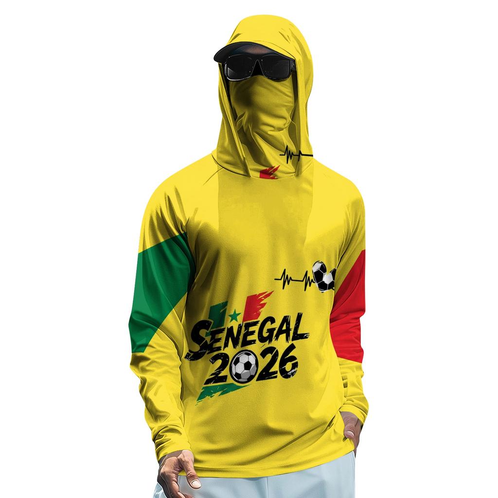 Men’s Long Sleeve Sun Protection Hoodie with Face Covering Lightweight Breathable Soccer Print for Outdoor Sports 2026 Edition