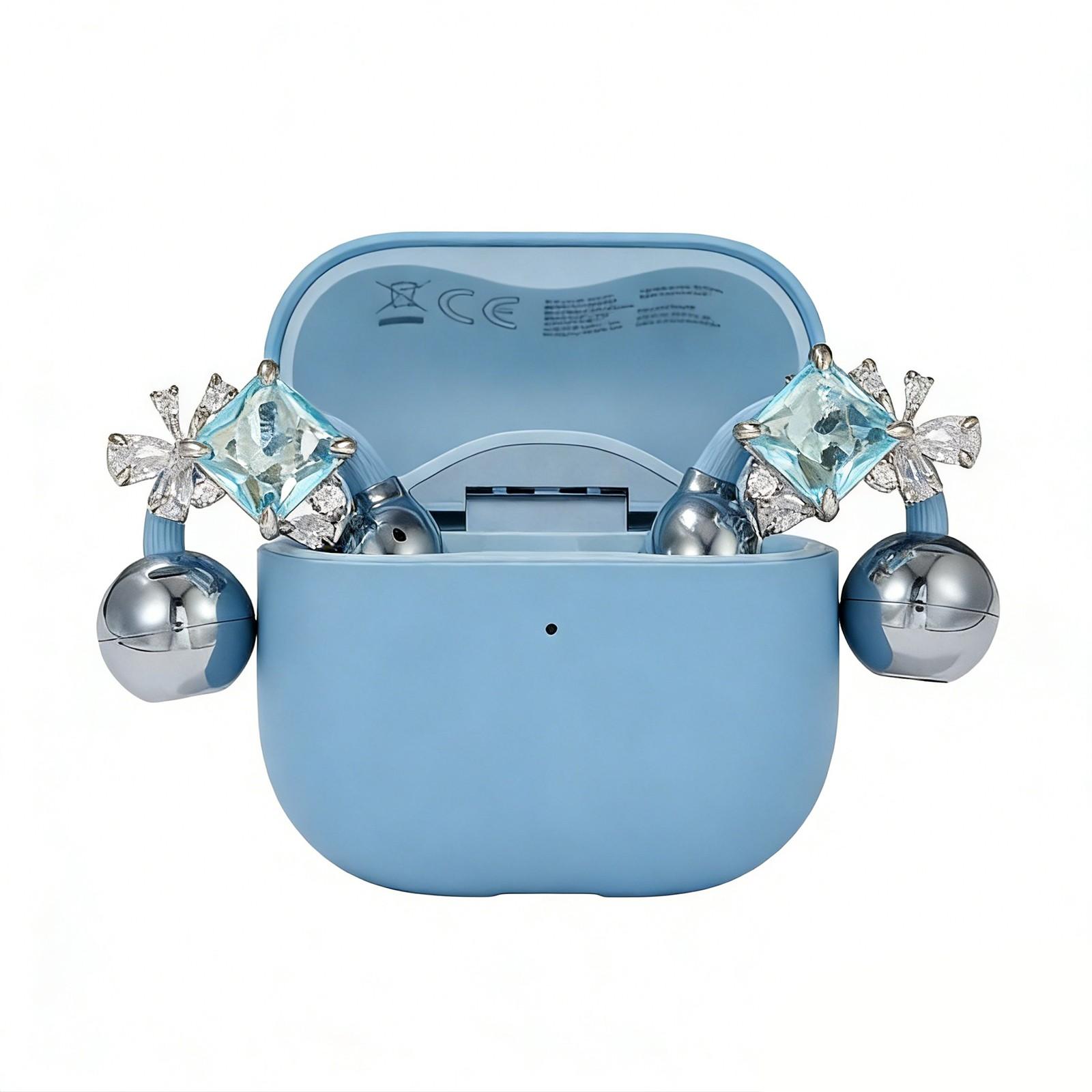 

Comfortable Secure Ear Clip for Freeclip 1/2 Headphones Charm Blue Crystal Stone Butterfly Design Long Wearing Comfort 1