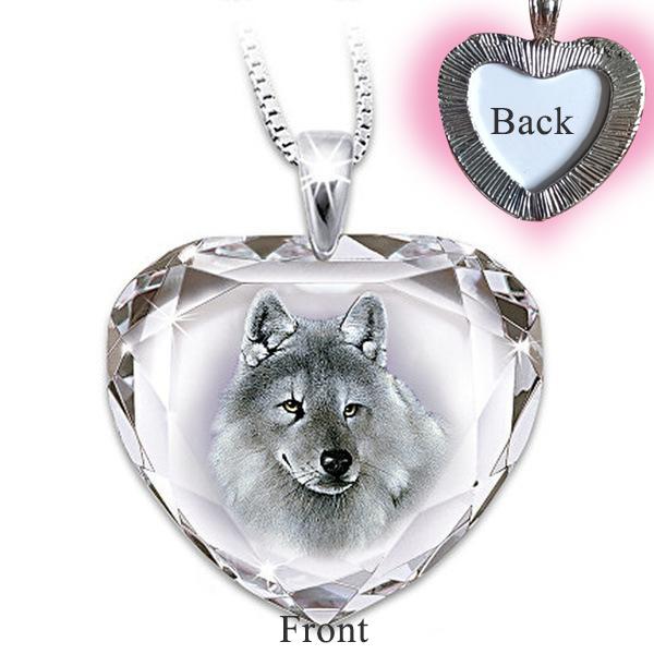 Mens necklace Fashion Charm Blue Eyes Wolf Art Picture Round Glass Pendant Necklace Gift Jewelry Mens necklace Fashion Charm Blue Eyes Wolf Art Picture Round Glass Pendant Necklace Gift Jewelry