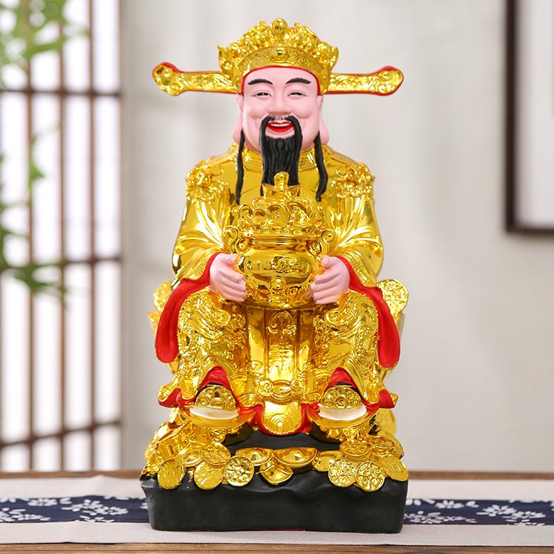 Statua Buddha in Resina Ruyi Dio della Ricchezza con Nove Draghi, 30 cm o 40 cm - Ornamenti per la Prosperità