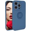 For iPhone 15 Pro Ring Kickstand Case Liquid Silicone Anti-scratch Phone Cover with Wrist Rope