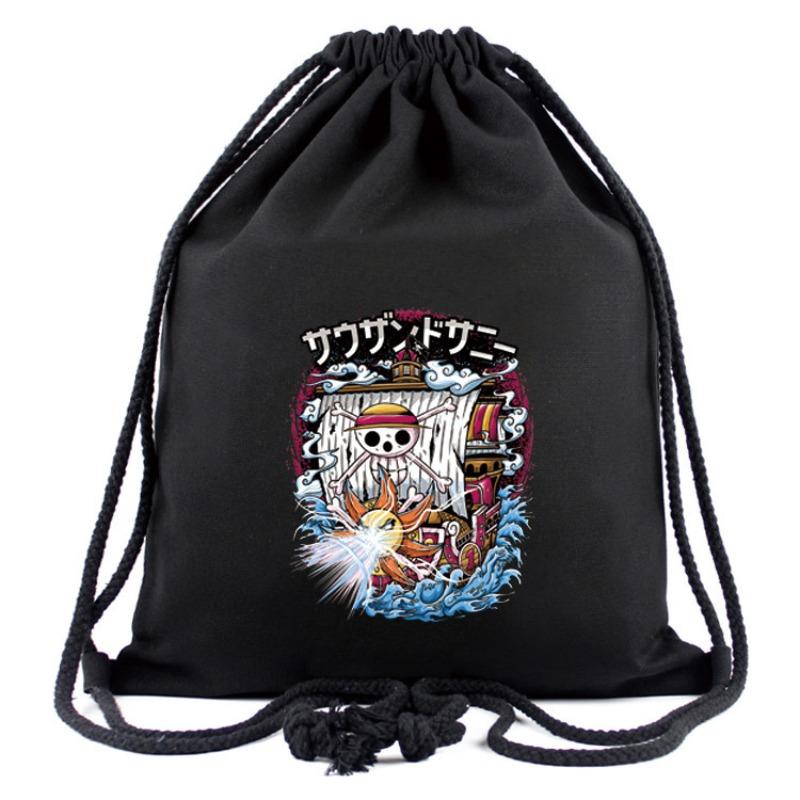 New Best-selling One Piece Around the Mouth Backpack Animation Around Luffy Drawstring Pocket Oxford Cloth Backpack Storage Bag.