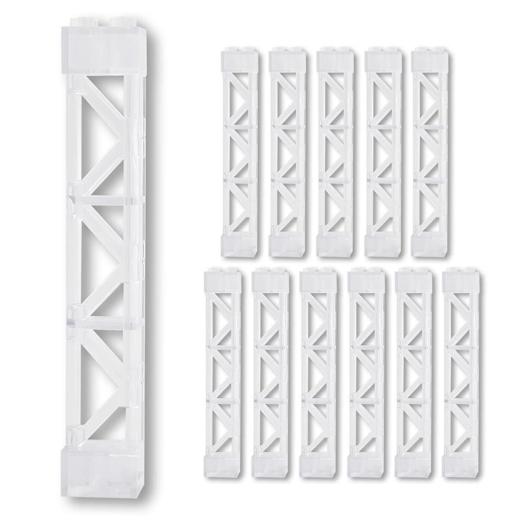 INIBUD Classic Block Parts, Compatible with Base Plates, Roofs, Triangular Columns, Clear (12)
