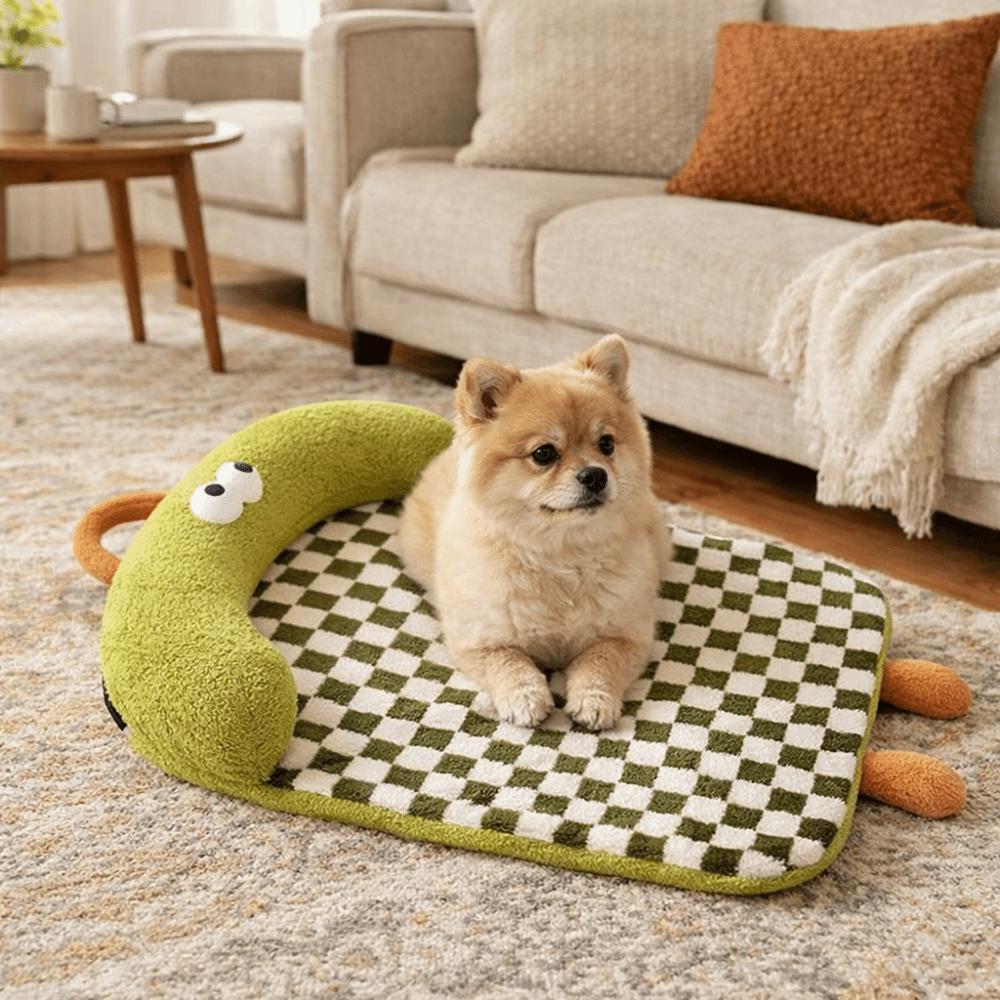 Pet House Cushion Warm Cat Sleeping Mat Pillow Design Non Slip Dog Sofa Bed Checkered Removable Dog Kennel Mat Autumn Winter