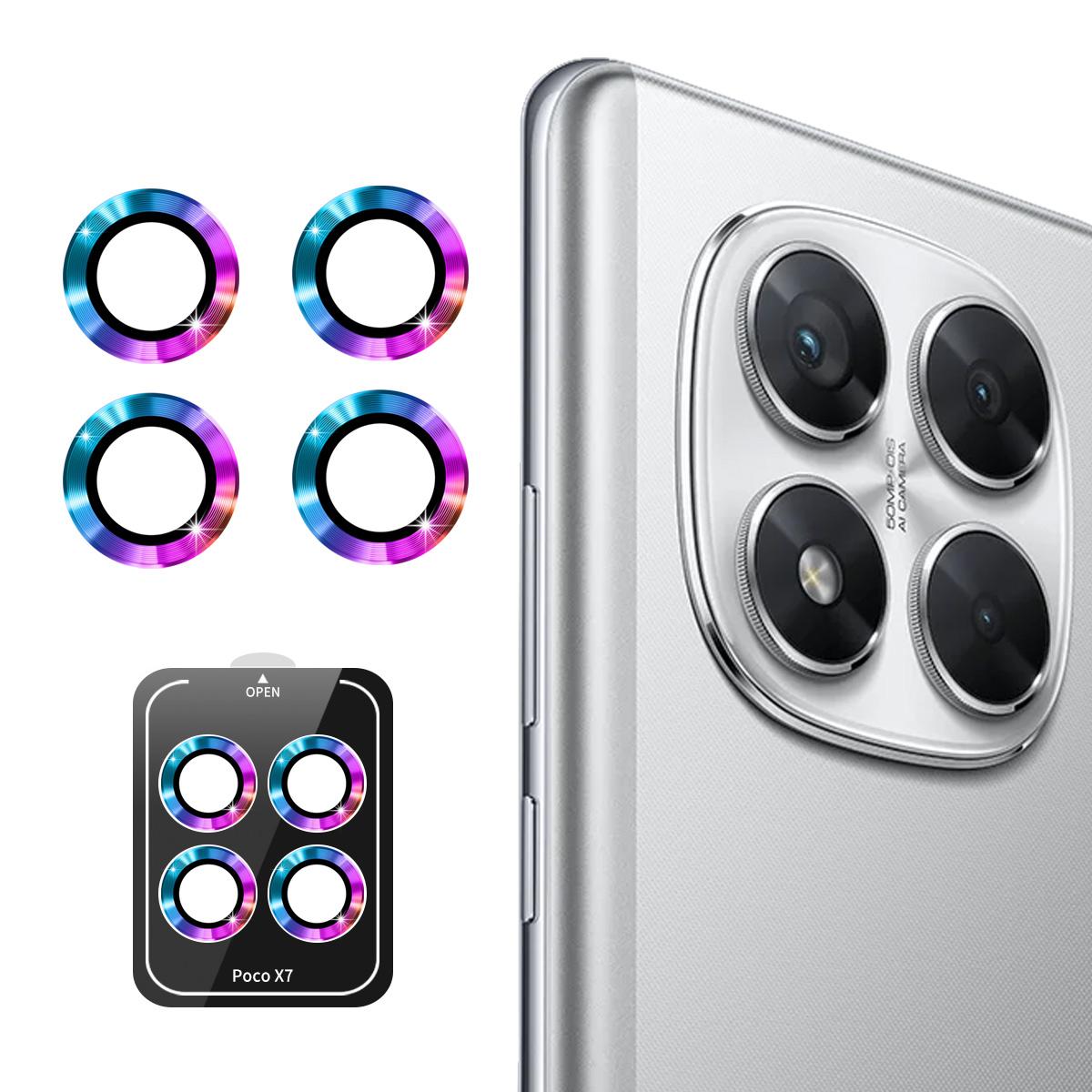 

For Xiaomi Poco X7 5G Camera Lens Protector ENKAY Hat-Prince Metal Ring Lens Film Colorful