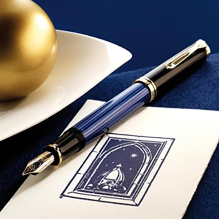 Pelikan Souvern M800 Fountain Pen, Medium Nib, Blue Stripe