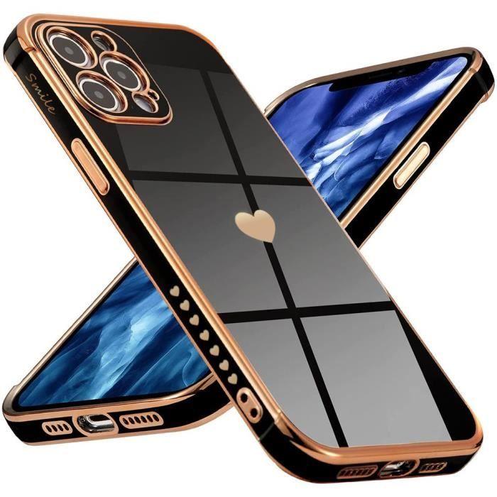 Coque de Protection - Noname - iPhone 12 Pro - Noir - Motif Coeur - Antichoc Anti-Rayure