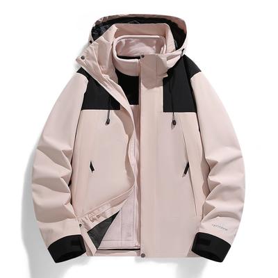 Veste d'extérieur automne et hiver Veste simple couche pour femme Ensemble deux pièces pour homme à doublure amovible trois en un pour rester au chaud