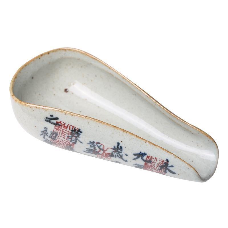 1PC  Vintage Chinese Calligraphy Tea Spoon Pottery Cha Ze Tea Set Accessories Tea Ceremony Tea Scoops