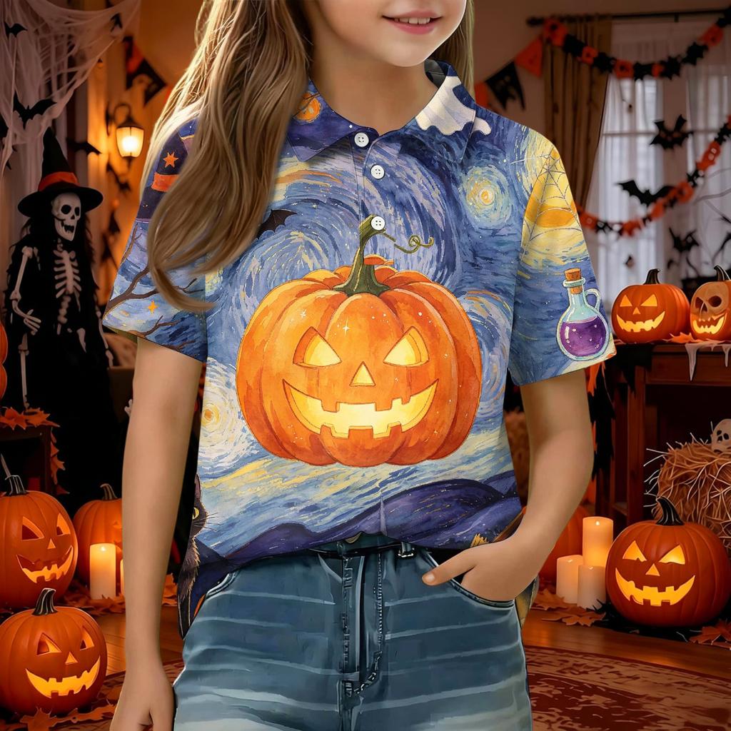 Kids' Casual Halloween Printed T-Shirt for Boys and Girls