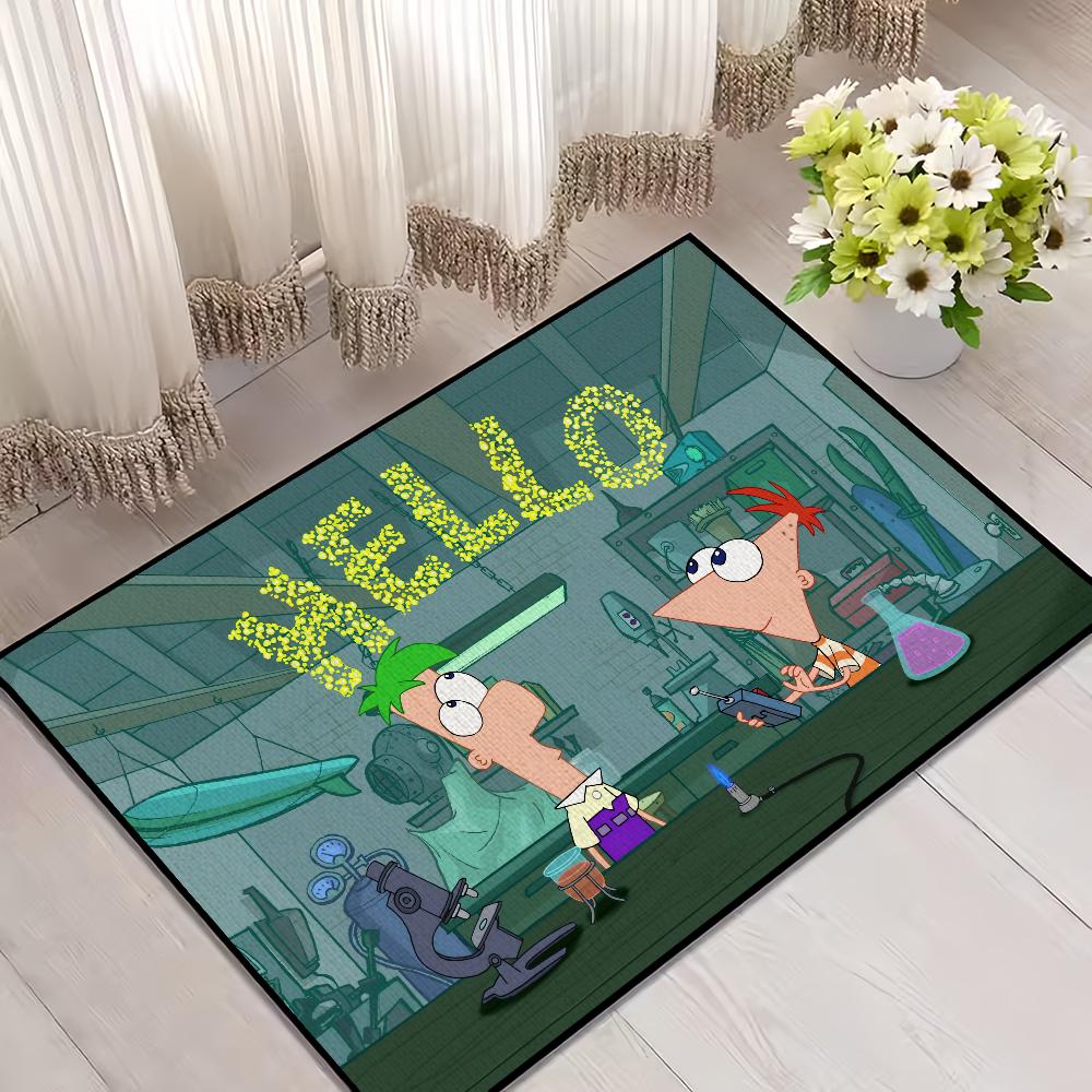 

F-Ферб Коврик придверный Мультяшный Для спальни и украшения Кухня Ванная Комната Ковер Дом Супервпитывающий П-Финес Коврик Под ноги Нескользящий SJR40x60CM